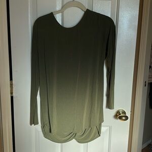 Green open back long sleeve shirt